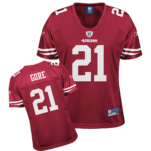 49ers #21 Frank Gore Red Women's Team Color Stitched NFL Jersey